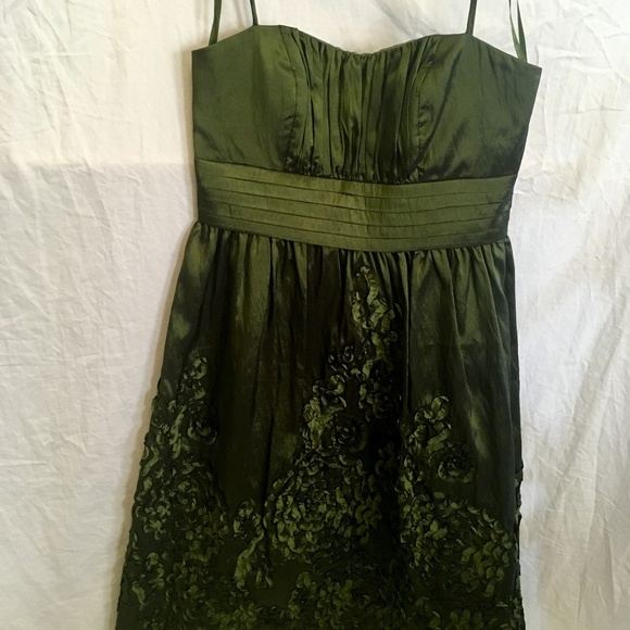 Dark Green Taffeta Midi Homecoming Dress - Picture 1 of 5